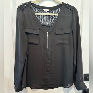 Black Lace-Back Candie’s Blouse